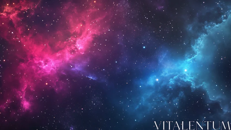 Bicolor interstellar nebula field with dense star distribution.