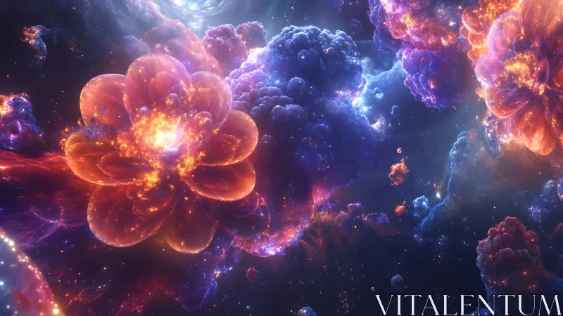 Cosmic nebula blossoms render stellar clouds as radiant petals