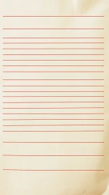 Lined beige paper sheet shows evenly spaced red guide lines