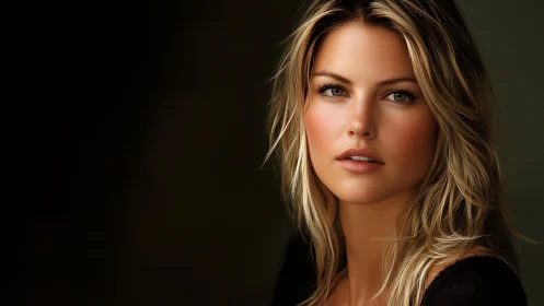Soft-lit blonde portrait with quiet cinematic magnetism.