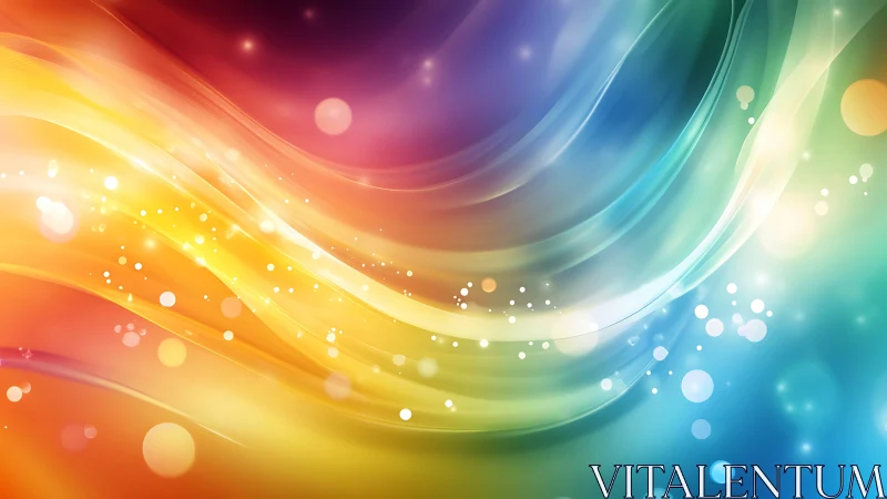 Digital painting of luminous multicolor flowing wave fields.