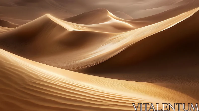 Sunlit desert dunes with smooth curves and soft shadows.