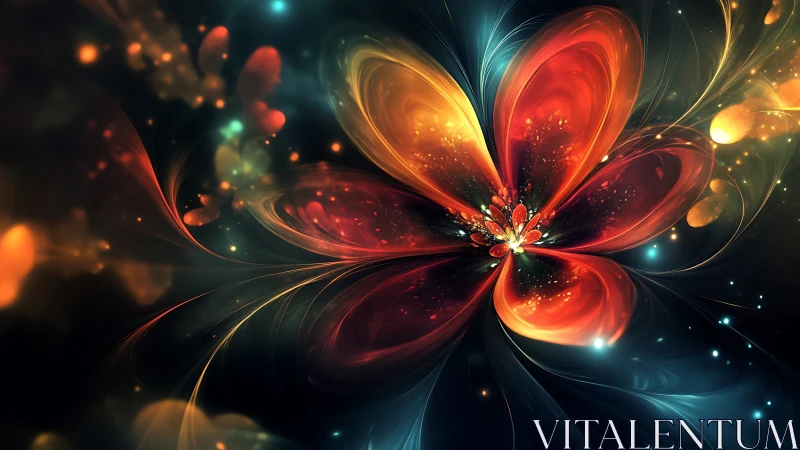 Luminescent fractal blossom with swirling neon petals.