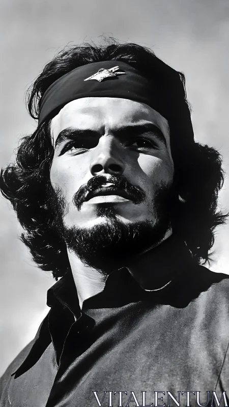 High contrast monochrome portrait of determined bearded man