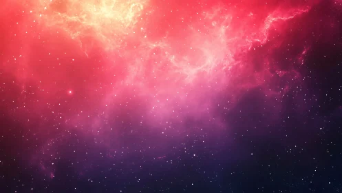 Radiant pink nebula glows above a deep violet starfield