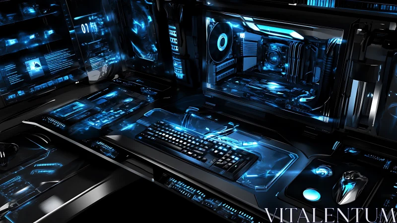 Neon circuitry conducts a midnight symphony of glowing code