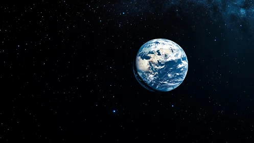 Orbital perspective of Earth amid dense stellar field.