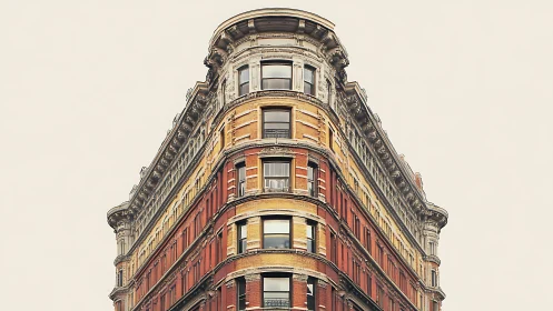 Warm-toned flatiron building with nostalgic city charm.