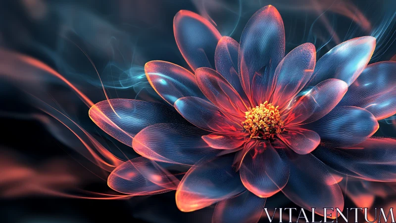 Digital render depicts translucent flower with internal lighting