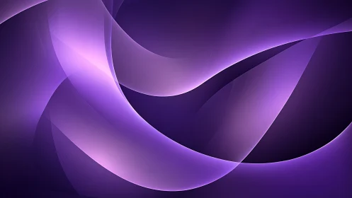 Curved violet gradients form layered abstract luminous ribbons