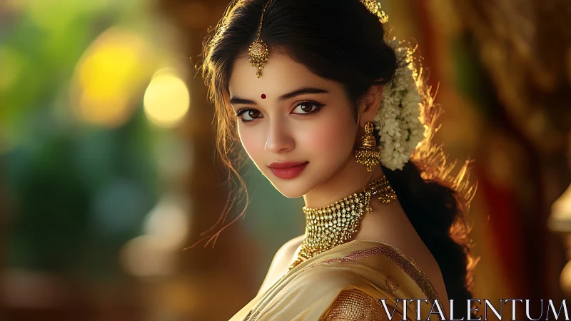 Digital portrait of Indian woman in traditional bridal attire