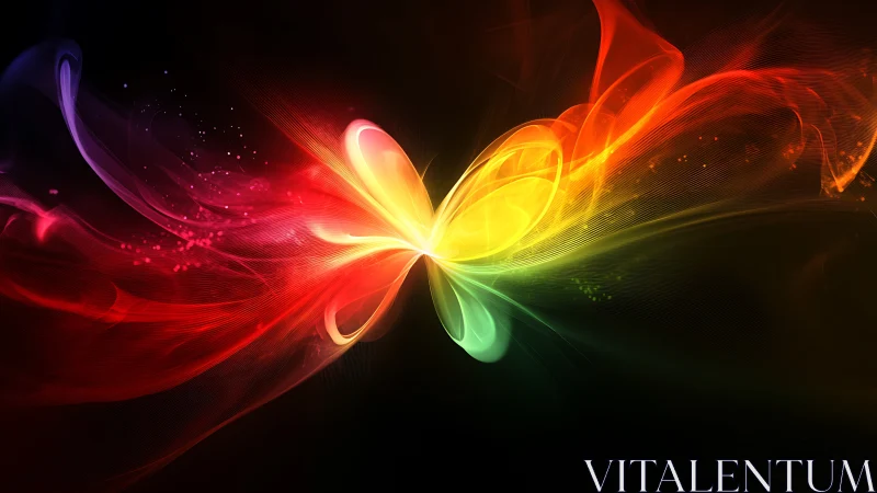 Radiant color wings unfurl softly across a dark night sky