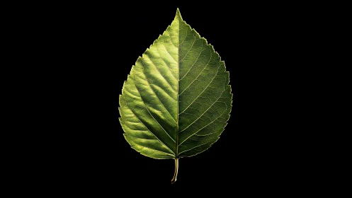 Leaf macro study with dramatic rim lighting on black ground.