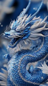 Majestic blue dragon curls in a swirl of icy wonder