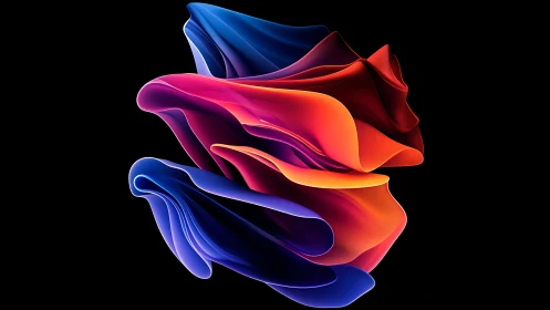 Fluent 3D gradient ribbons forming abstract luminous bloom.