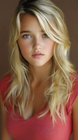 Sunlit blonde gaze holding quiet summer stormlight.