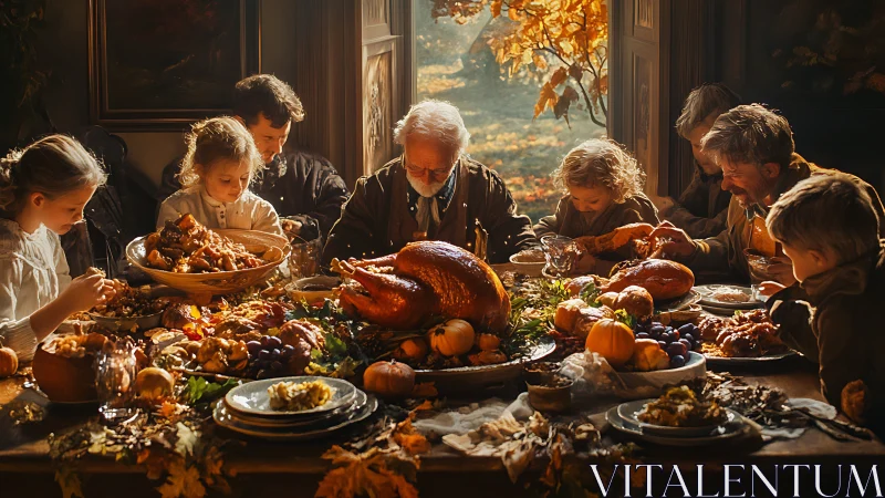 Golden autumn feast shared around a glowing family table.