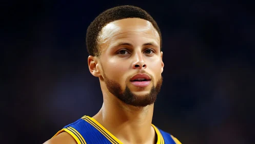Basketball guard portrait under arena lights in sharp focus
