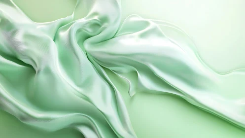 Mint green translucent fabric folds flow across frame