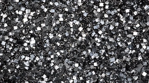 Glistening silver glitter sparkles gently across deep black