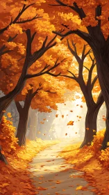 Enchanted Path Where Autumn Wears Golden Crowns