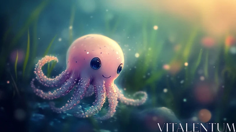 Cartoon octopus rendered in soft underwater digital lighting