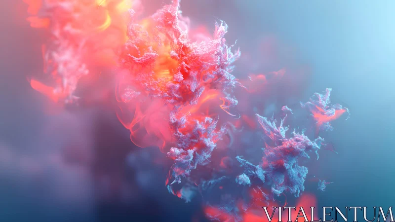 Vivid Abstract Fire and Ice Cloud in Surreal Digital Art Style.