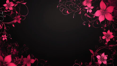 Hot Magenta Blooms Framing Dark Elegance.