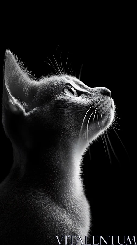 Feline Contemplation: A Portrait in Shadow and Light.