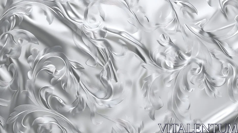 Engraved metallic arabesque pattern forms fluid reflective relief