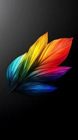 Prismatic feather bloom against a velvet nightfall void.