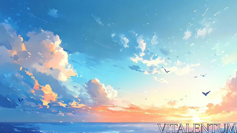 Skyline lullaby over pastel clouds and whispering sea.