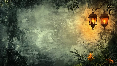 Cozy lantern glow guiding the way through a dreamy night.