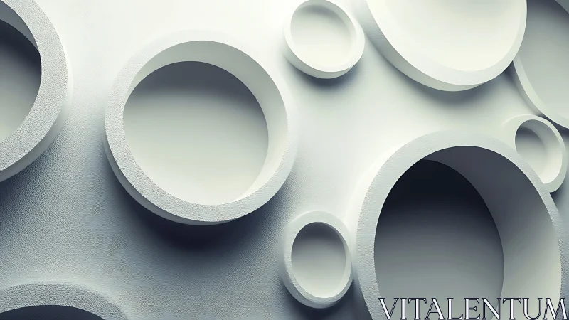 Layered circular recesses on textured monochrome surface.