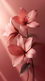 Soft Pink Flowers with Translucent Petals and Dramatic Lighting.