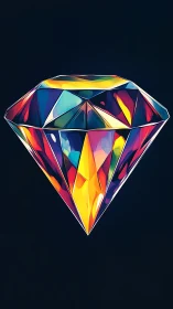 Prismatic diamond icon suspended on deep midnight backdrop.