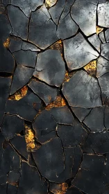 Shattered obsidian crust over glowing golden fault lines.