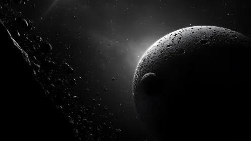 Quiet moonlit world drifting through a soft starlit haze.