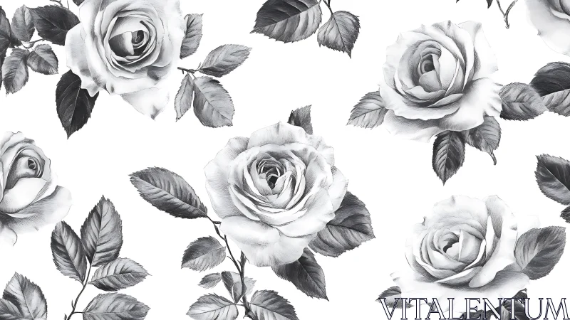 Timeless Roses: Elegant Grayscale Botanical Beauty