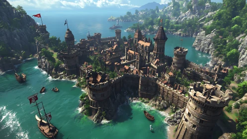 Medieval Coastal Fortress Complex on Rocky Archipelago