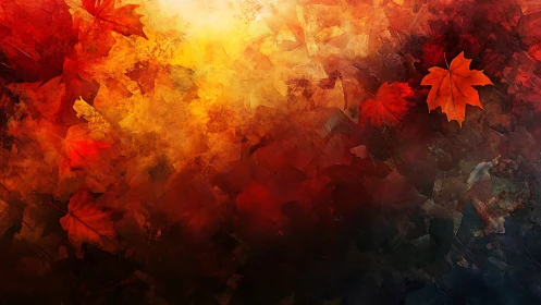 Autumn foliage abstraction with warm red and orange tones.