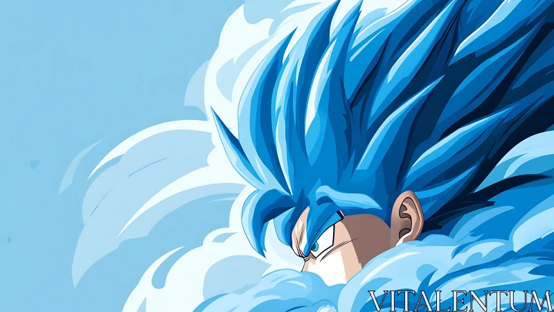 Blue storm warrior surges through clouds of unleashed power.