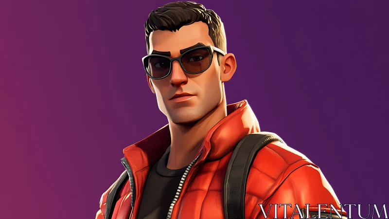 Confident gamer hero stands ready in bold red jacket pose