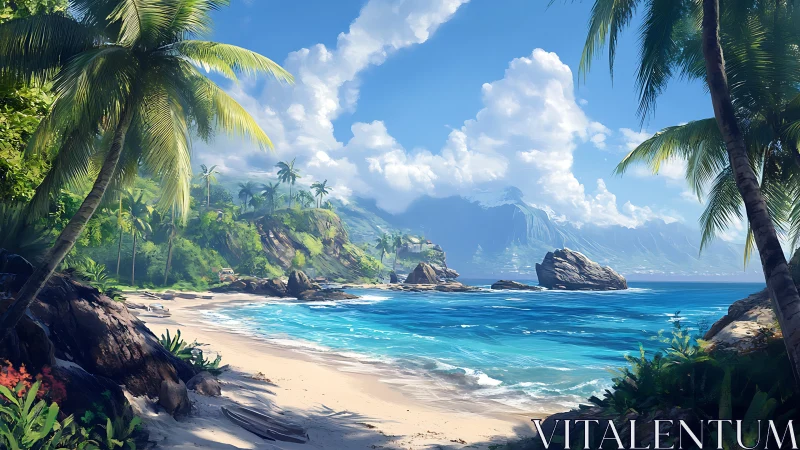 Tropical Archipelago Coastline with Layered Mountain Topography and Crystalline Waters
