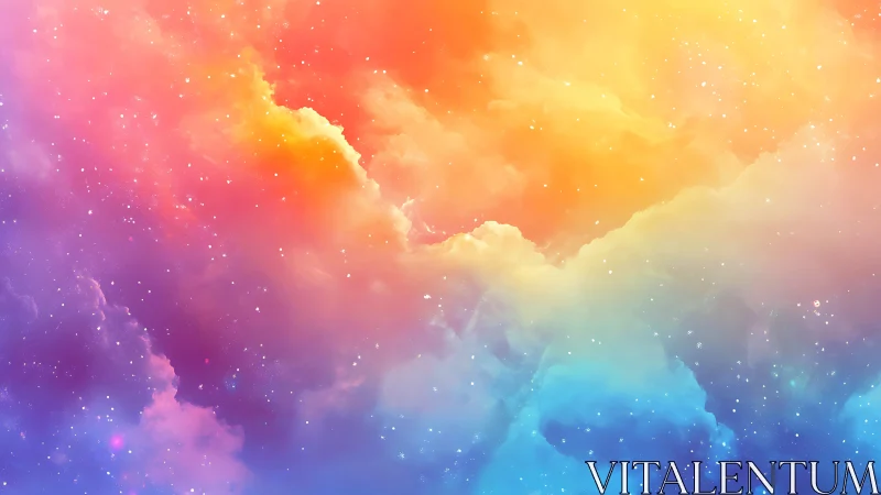 Chromatic nebula cloudscape renders prismatic cosmic depth