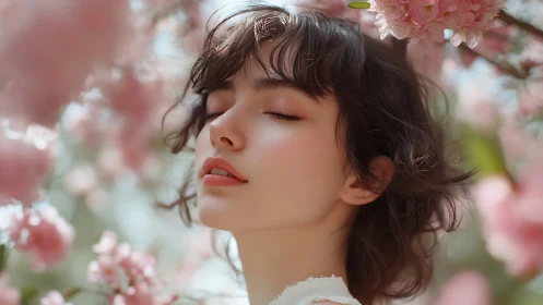 Soft-bloomed morning hush wraps a serene spring dreamer