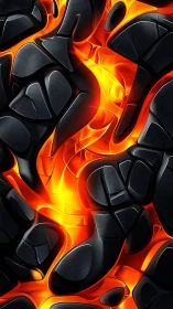 Lava Chambers Glow. Abstract 3D Fire Texture.