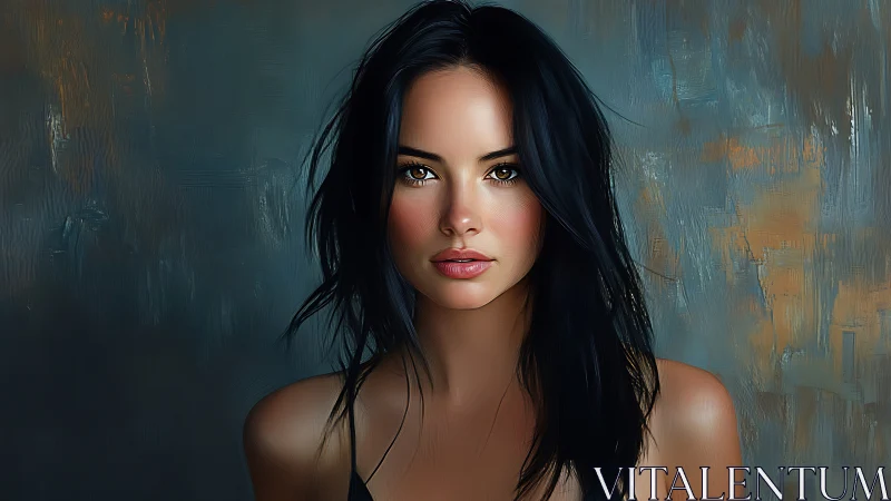 Hyperreal digital portrait renders glossy skin and soft bokeh background