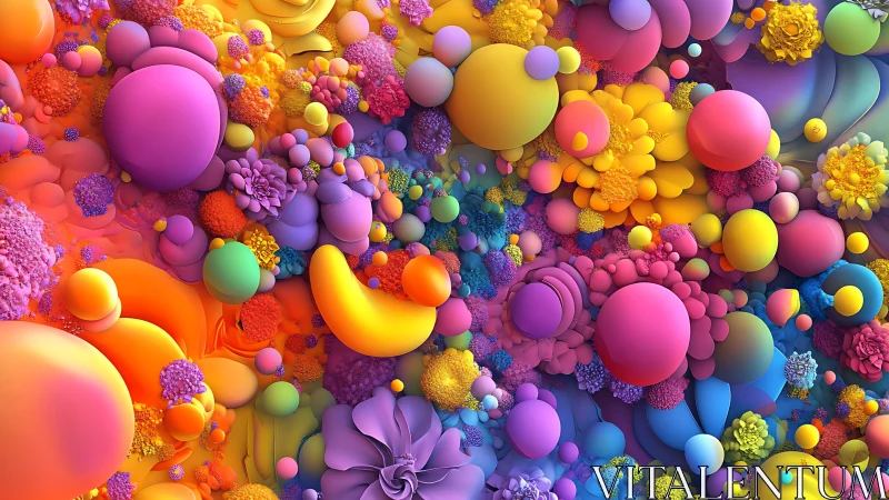 Vibrant 3D bubble clusters forming abstract floral field.