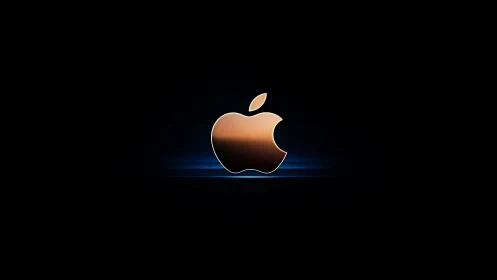 Apple Logo Luminous Gradient Rendering With Blue Optical Glow Effect.